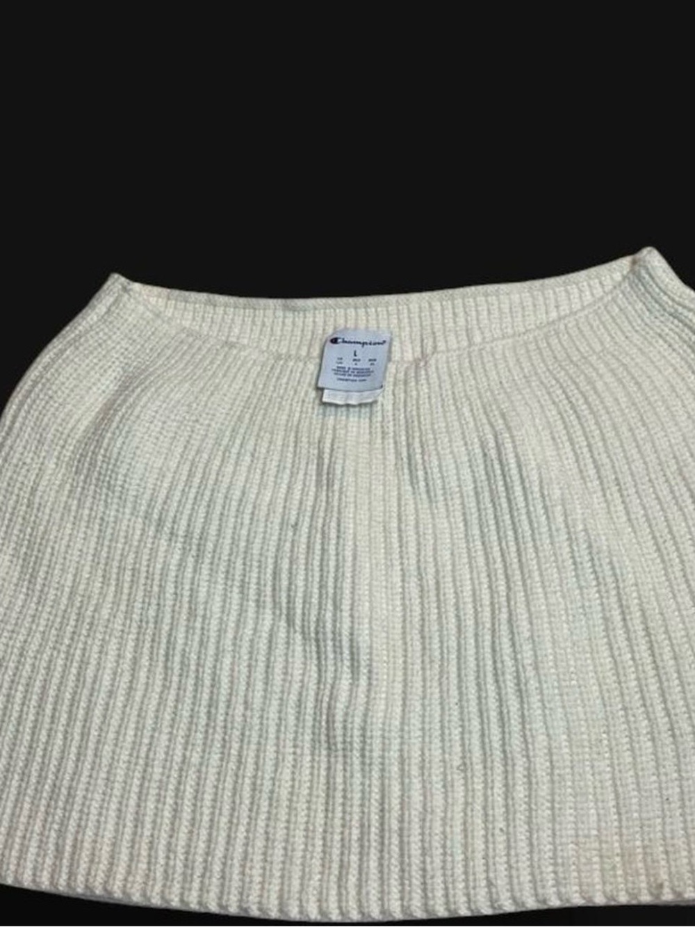 Champion Ivory Ribbed A-Line Knit Skirt